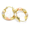 Oro Laminado Small Hoop, Gold Filled Style Twist Design, Polished, Tricolor, 02.170.0042.1.25