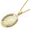 Oro Laminado Religious Pendant, Gold Filled Style Divino NiÃ±o and Star Design, with White Crystal, Polished, Golden Finish, 05.253.0040