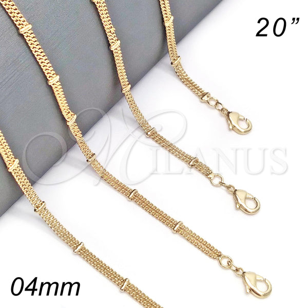 Oro Laminado Basic Necklace, Gold Filled Style Polished, Golden Finish, 04.213.0106.20 (04 MM Thickness, 20 Inches Length)
