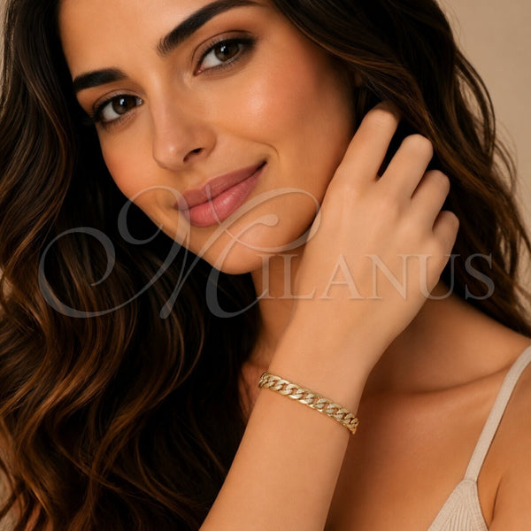 Gold Filled Bracelet — Basic Bracelet Pave Cuban Design Polished 04. Gauge — alternate product view — SKU 119198 | Oro Laminado brazalete — básico Bracelet Pave Cuban diseño pulido 04. Gauge — SKU 119198