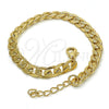 Oro Laminado Basic Bracelet, Gold Filled Style Pave Cuban Design, Polished, Golden Finish, 04.213.0119.08 (160 Gauge, Thickness, 8 Inches Length)