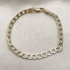 Oro Laminado Basic Bracelet, Gold Filled Style Pave Cuban Design, Polished, Golden Finish, 04.213.0119.08 (160 Gauge, Thickness, 8 Inches Length)