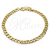 Oro Laminado Basic Anklet, Gold Filled Style Pave Cuban Design, Polished, Golden Finish, 04.213.0119.10 (06 MM Thickness, 10 Inches Length)