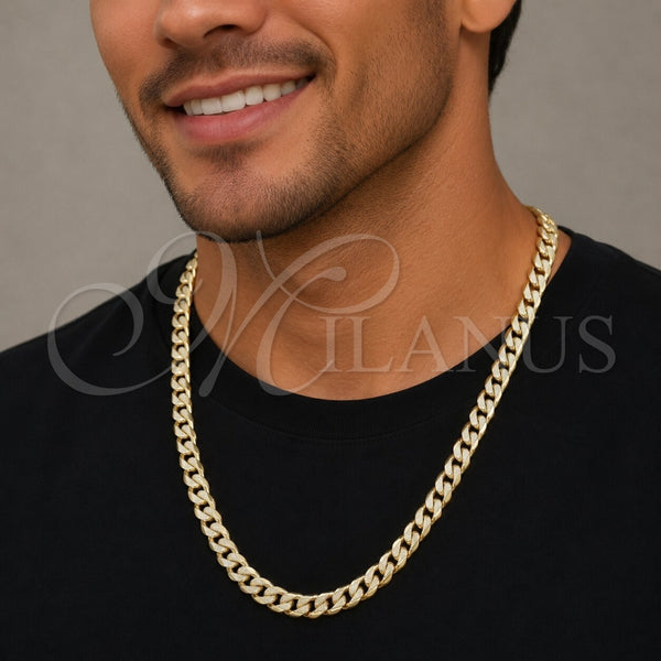 Gold Filled Necklace — Basic Necklace Pave Cuban Design Polished 04. 06 — alternate product view — SKU 119200 | Oro Laminado collar — básico Necklace Pave Cuban diseño pulido 04. 06 — SKU 119200