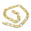 Oro Laminado Basic Bracelet, Gold Filled Style Mariner Design, Diamond Cutting Finish, Golden Finish, 04.63.1357.08 (05 MM Thickness, 8 Inches Length)