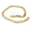 Oro Laminado Basic Bracelet, Gold Filled Style Mariner Design, Diamond Cutting Finish, Golden Finish, 04.63.1357.08 (05 MM Thickness, 8 Inches Length)