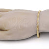 Oro Laminado Basic Bracelet, Gold Filled Style Miami Cuban Design, Polished, Golden Finish, 04.63.1360.07 (100 Gauge, Thickness, 7 Inches Length)