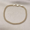 Oro Laminado Basic Bracelet, Gold Filled Style Miami Cuban Design, Polished, Golden Finish, 04.63.1360.07 (100 Gauge, Thickness, 7 Inches Length)