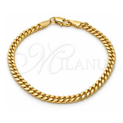 Oro Laminado Basic Bracelet, Gold Filled Style Miami Cuban Design, Polished, Golden Finish, 04.63.1360.07 (100 Gauge, Thickness, 7 Inches Length)