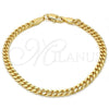 Oro Laminado Basic Bracelet, Gold Filled Style Miami Cuban Design, Polished, Golden Finish, 04.63.1360.07 (100 Gauge, Thickness, 7 Inches Length)