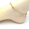 Oro Laminado Basic Anklet, Gold Filled Style Miami Cuban Design, Diamond Cutting Finish, Golden Finish, 04.63.1360.10 (100 Gauge, Thickness, 10 Inches Length)