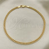 Oro Laminado Basic Anklet, Gold Filled Style Miami Cuban Design, Diamond Cutting Finish, Golden Finish, 04.63.1360.10 (100 Gauge, Thickness, 10 Inches Length)