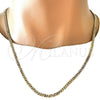 Oro Laminado Basic Necklace, Gold Filled Style Miami Cuban Design, Polished, Golden Finish, 04.63.1360.24 (100 Gauge, Thickness, 24 Inches Length)