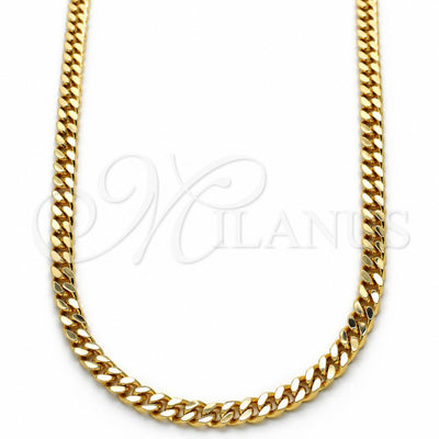 Oro Laminado Basic Necklace, Gold Filled Style Miami Cuban Design, Polished, Golden Finish, 04.63.1360.24 (100 Gauge, Thickness, 24 Inches Length)