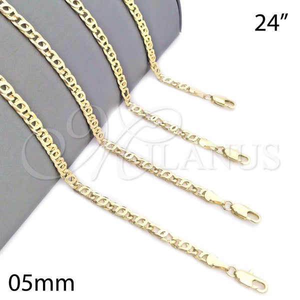 Oro Laminado Basic Necklace, Gold Filled Style Polished, Golden Finish, 04.63.1363.24 (05 MM Thickness, 24 Inches Length)