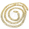 Oro Laminado Basic Necklace, Gold Filled Style Pave Mariner Design, Matte Finish, Golden Finish, 04.63.1365.24 (06 MM Thickness, 24 Inches Length)