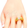 Stainless Steel Multi Stone Ring, with White Cubic Zirconia, Polished, Golden Finish, 01.309.0001.08 (Size 8)