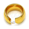 Stainless Steel Multi Stone Ring, with White Cubic Zirconia, Polished, Golden Finish, 01.309.0001.09 (Size 9)