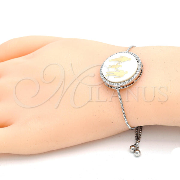 White Gold Filled Bracelet — Fancy Bracelet with White Micro Pave Polished 03. — alternate product view — SKU 119272 | Oro Laminado Blanco brazalete — elegante Bracelet with blanco Micro Pave pulido 03. — SKU 119272