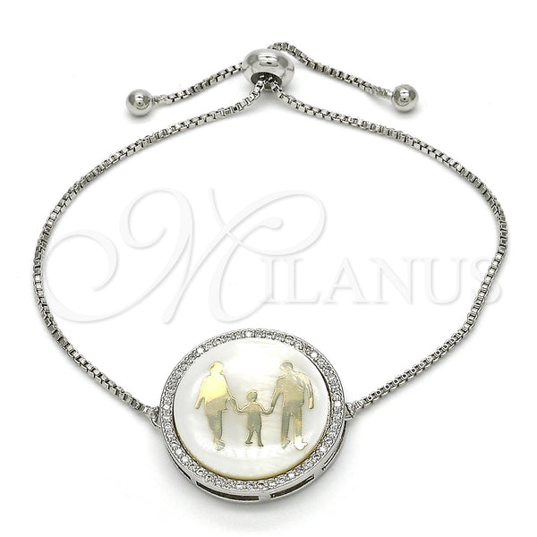 White Gold Filled Bracelet — Fancy Bracelet with White Micro Pave Polished 03. — main product view — SKU 119272 | Oro Laminado Blanco brazalete — elegante Bracelet with blanco Micro Pave pulido 03. — SKU 119272