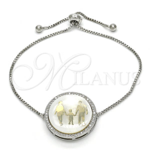 White Gold Filled Bracelet — Fancy Bracelet with White Micro Pave Polished 03. — main product view — SKU 119272 | Oro Laminado Blanco brazalete — elegante Bracelet with blanco Micro Pave pulido 03. — SKU 119272