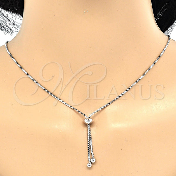 White Gold Filled Necklace — Basic Necklace Box Design Polished 04. 01 MM — alternate product view — SKU 119274 | Oro Laminado Blanco collar — básico Necklace Box diseño pulido 04. 01 MM — SKU 119274