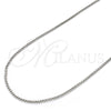 Rhodium Plated Basic Necklace, Box Design, Polished, Rhodium Finish, 04.313.0009.1.28 (01 MM Thickness, 28 Inches Length)