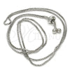 Rhodium Plated Basic Necklace, Box Design, Polished, Rhodium Finish, 04.313.0009.1.28 (01 MM Thickness, 28 Inches Length)