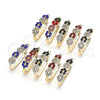 Oro Laminado Small Hoop, Gold Filled Style with Sapphire Blue and White Crystal, Polished, Golden Finish, 02.100.0069.15