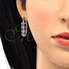 Oro Laminado Small Hoop, Gold Filled Style with Sapphire Blue and White Crystal, Polished, Golden Finish, 02.100.0070.15