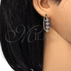 Oro Laminado Small Hoop, Gold Filled Style with Sapphire Blue and White Crystal, Polished, Golden Finish, 02.100.0070.15
