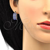 Oro Laminado Small Hoop, Gold Filled Style with Sapphire Blue and White Crystal, Polished, Golden Finish, 02.100.0072.15