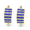 Oro Laminado Small Hoop, Gold Filled Style with Sapphire Blue and White Crystal, Polished, Golden Finish, 02.100.0072.15