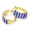 Oro Laminado Small Hoop, Gold Filled Style with Sapphire Blue and White Crystal, Polished, Golden Finish, 02.100.0072.15