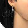Oro Laminado Small Hoop, Gold Filled Style with Sapphire Blue and White Crystal, Polished, Golden Finish, 02.100.0073.20