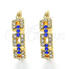Oro Laminado Small Hoop, Gold Filled Style with Sapphire Blue and White Crystal, Polished, Golden Finish, 02.100.0073.20