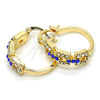 Oro Laminado Small Hoop, Gold Filled Style with Sapphire Blue and White Crystal, Polished, Golden Finish, 02.100.0073.20