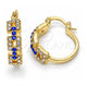 Oro Laminado Small Hoop, Gold Filled Style with Sapphire Blue and White Crystal, Polished, Golden Finish, 02.100.0073.20