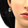 Oro Laminado Small Hoop, Gold Filled Style with Sapphire Blue and White Crystal, Polished, Golden Finish, 02.100.0074.15