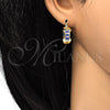 Oro Laminado Small Hoop, Gold Filled Style with Sapphire Blue and White Crystal, Polished, Golden Finish, 02.100.0074.15