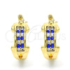 Oro Laminado Small Hoop, Gold Filled Style with Sapphire Blue and White Crystal, Polished, Golden Finish, 02.100.0074.15