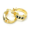 Oro Laminado Small Hoop, Gold Filled Style with Green and White Crystal, Polished, Golden Finish, 02.100.0074.2.15