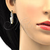 Oro Laminado Small Hoop, Gold Filled Style with Sapphire Blue and White Crystal, Polished, Golden Finish, 02.100.0075.15