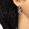 Oro Laminado Small Hoop, Gold Filled Style with Sapphire Blue and White Crystal, Polished, Golden Finish, 02.100.0075.15