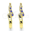 Oro Laminado Small Hoop, Gold Filled Style with Sapphire Blue and White Crystal, Polished, Golden Finish, 02.100.0075.15