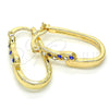 Oro Laminado Small Hoop, Gold Filled Style with Sapphire Blue and White Crystal, Polished, Golden Finish, 02.100.0075.15