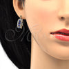 Oro Laminado Small Hoop, Gold Filled Style with Sapphire Blue and White Crystal, Polished, Golden Finish, 02.100.0077.15