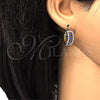 Oro Laminado Small Hoop, Gold Filled Style with Sapphire Blue and White Crystal, Polished, Golden Finish, 02.100.0077.15