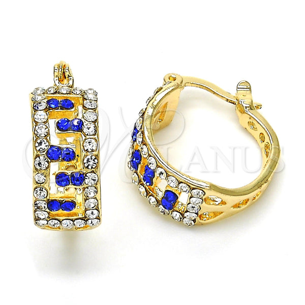 Gold Filled Hoop Earrings — Small Hoop with Sapphire Blue and White Crystal — main product view — SKU 119303 | Oro Laminado aretes de aro — Small Hoop with Sapphire Blue and cristal blanco — SKU 119303