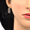 Oro Laminado Small Hoop, Gold Filled Style with Garnet and White Crystal, Polished, Golden Finish, 02.100.0080.1.15
